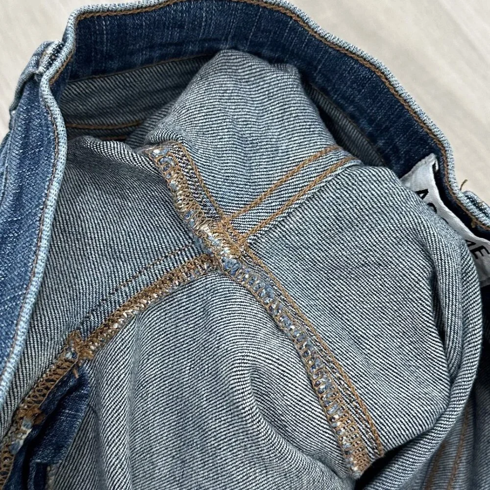 Agolde Sophie Mid-Rise Distressed Skinny Crop Jeans in Santa Fe Blue Size 26